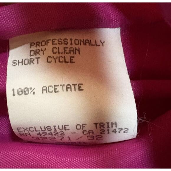 VTG 90s Hot Pink Sequined Embroidered Satin Bubble Hem Mini Party Dress 13/14 - Picture 7 of 7